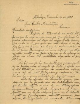 Carta de Autor no identificado a José Carlos Mariátegui, 30/12/1929
