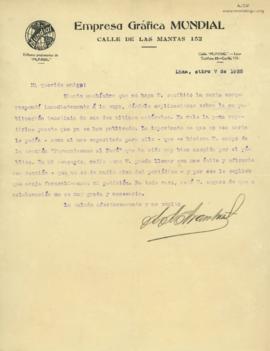 Carta de Andrés Avelino Aramburú,7/9/1925