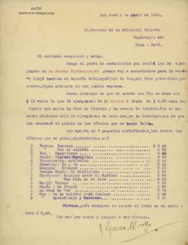 Carta de Joaquín García Monge, 8/4/1926