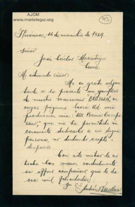 Carta de Andrés F. Varallanos, 14/11/1929