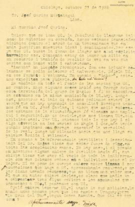 Carta de Nicanor A. de la Fuente (Nixa), 21/10/1928