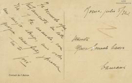 Tarjeta Postal a María Consuelo Cavero Mariátegui, 5/7/1921