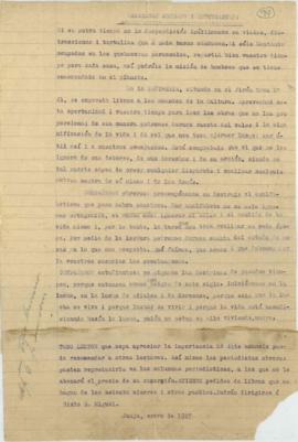 Mensaje de Sixto E. Miguel, 01/1927
