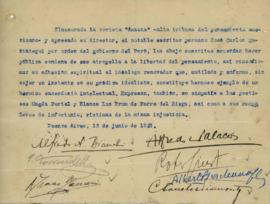 Mensaje de solidaridad por la clausura de la revista Amauta, 13/6/1927