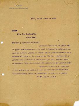 Carta a Monde, 23/6/1928