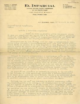 Carta de Luis A. Rodríguez O. (Luis de Rodrigo), 15/4/1929