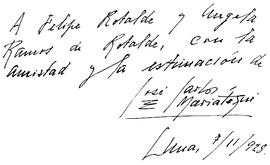Dedicatoria a Felipe Rotalde y Angélica Ramos, 7/11/1928