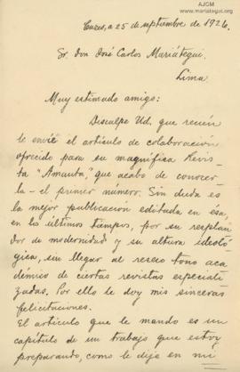 Carta de José Uriel García, 25/9/1926