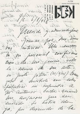 Carta a José María Eguren, 6/8/1928