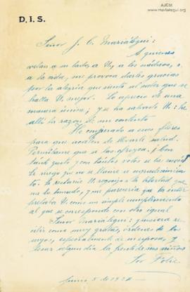 Carta de Isolina Soto (Sor Folie), 5/6/1924