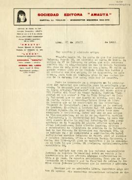Carta a Waldo Frank, 30/4/1929