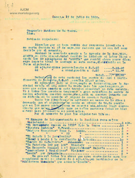 Carta de Rafael Tupayachi Ferro, 17/7/1930