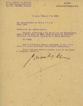 Carta de Carlos Deambrosis Martins, 7/2/1930