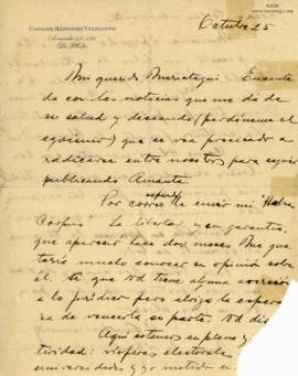 Carta de  Carlos Sánchez Viamonte, 25/10/1927