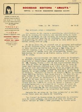 Carta a Samuel Glusberg, 18/2/1930