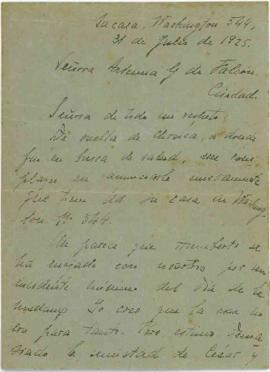 Carta a Artemia G de Falcón, 31/7/1925