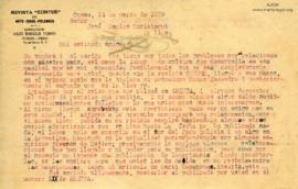 Carta de Julio Enrique Torres, 14/3/1929
