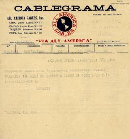 Cablegrama de Jaime L. Morenza, 11/7/1928