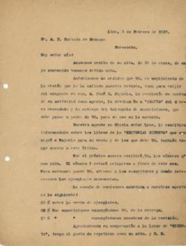 Carta para Abelardo Hurtado de Mendoza, 3/2/1927