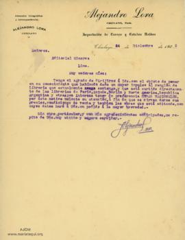 Carta de Alejandro Lora, 24/12/1925