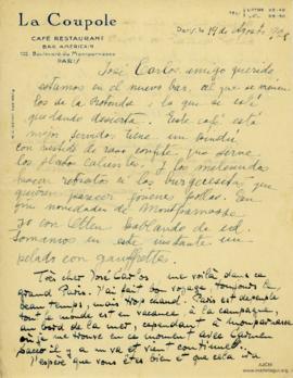 Carta de Carmen Saco y Jean Otten, 1928/8/19