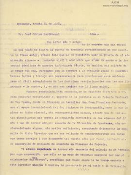 Carta de Constantino Valdivia Guillén, 24/8/1928