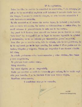 Carta a Bertha Molina (Ruth), 17/9/1916