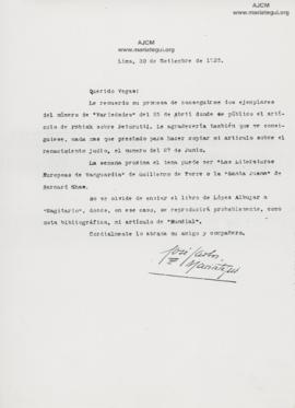Carta a Ricardo Vegas García, 30/9/1925