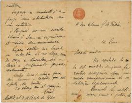 Carta a Artemia G de Falcón, 8/1920