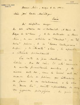 Carta de Gabriel C. del Mazo, 6/5/1927
