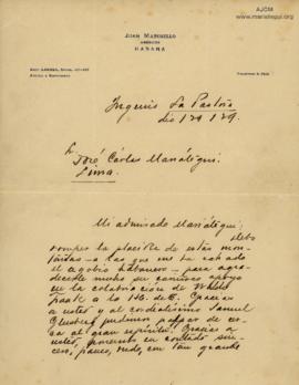 Carta de Juan Marinello, 29/12/1929