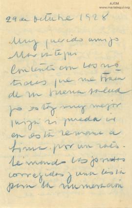 Carta de José María Eguren, 29/10/1928