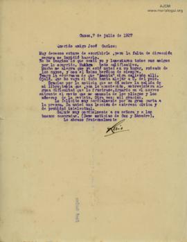 Carta de Luis E. Valcárcel, 7/7/1927