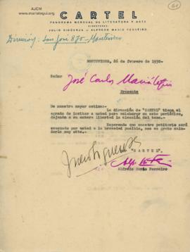 Carta de Alfredo Mario Ferreiro, 26/2/1930
