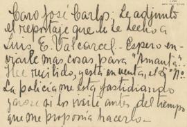 Tarjeta de Carlos Manuel Cox, 1926