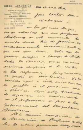 Carta de Gerardo Seguel, 10/3/1929