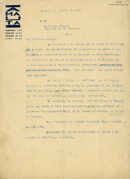Carta a Guillermo Forero,14/10/1927