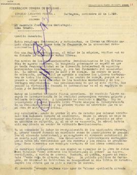 Carta de Antonio Caballero Cabarcas, 23/11/1929