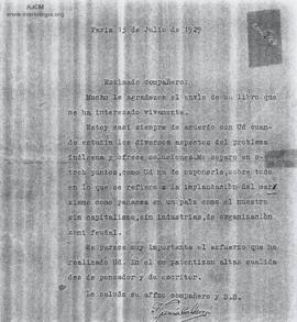 Carta de Francisco García Calderón, 13/7/1929