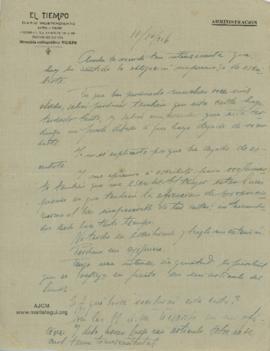 Carta a Bertha Molina (Ruth), 11/10/1916