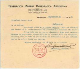 Carta de Pedro González Porcel, 26/9/1929