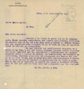 Carta a Mario Nerval, 5/11/1928