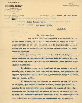 Carta de José Vivas Sena, 14/1/1926