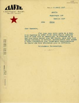 Carta de Clarte, 4/4/1927