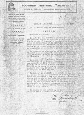 Carta a Emilio Roig de Leuchsenring, 30/6/1929