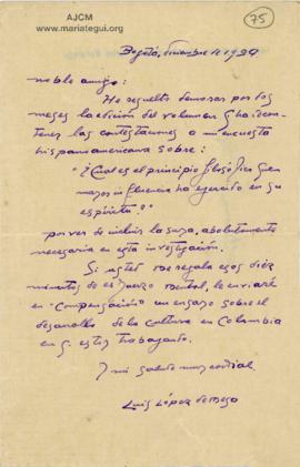Carta de Luis López de Mesa, 12/1929