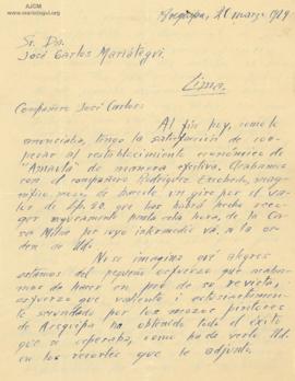 Carta de Guillermo Mercado, 20/3/1929