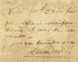 Recibo de pago por servicios de Antonio Navarro, 2/12/1930