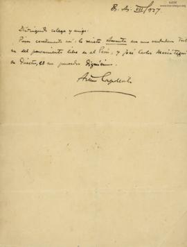 Carta de Arturo Capdevilla, 7/1927