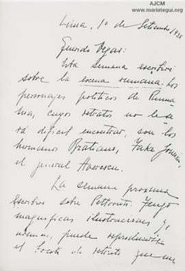 Carta a Ricardo Vegas García, 1/9/1925